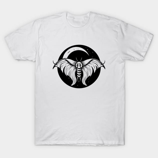 Dark academia moth and moon T-Shirt by Pictandra